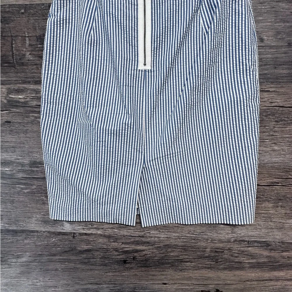 J. Crew White and Blue Mini Ribbed Pencil Skirt Womens 6 - Picture 6 of 8